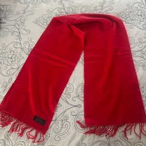 New Unisex Cashmere Red Scarf with Fringe. Made in Germany. 64” long